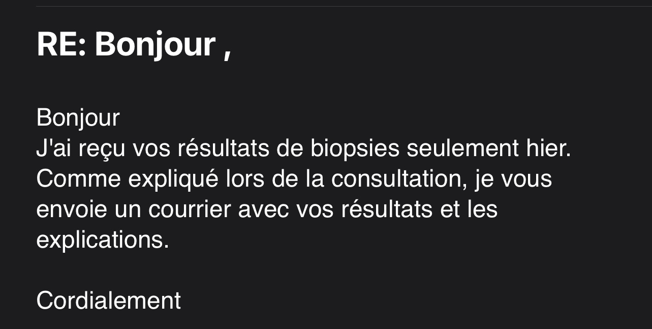 HPV persistant : je vous envoie un courrier avec les résultats et les explications